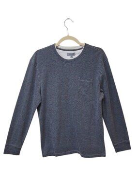 Men's Heather Gray LS Crewneck Chest Pocket Tee Y2K Layer Design Skater